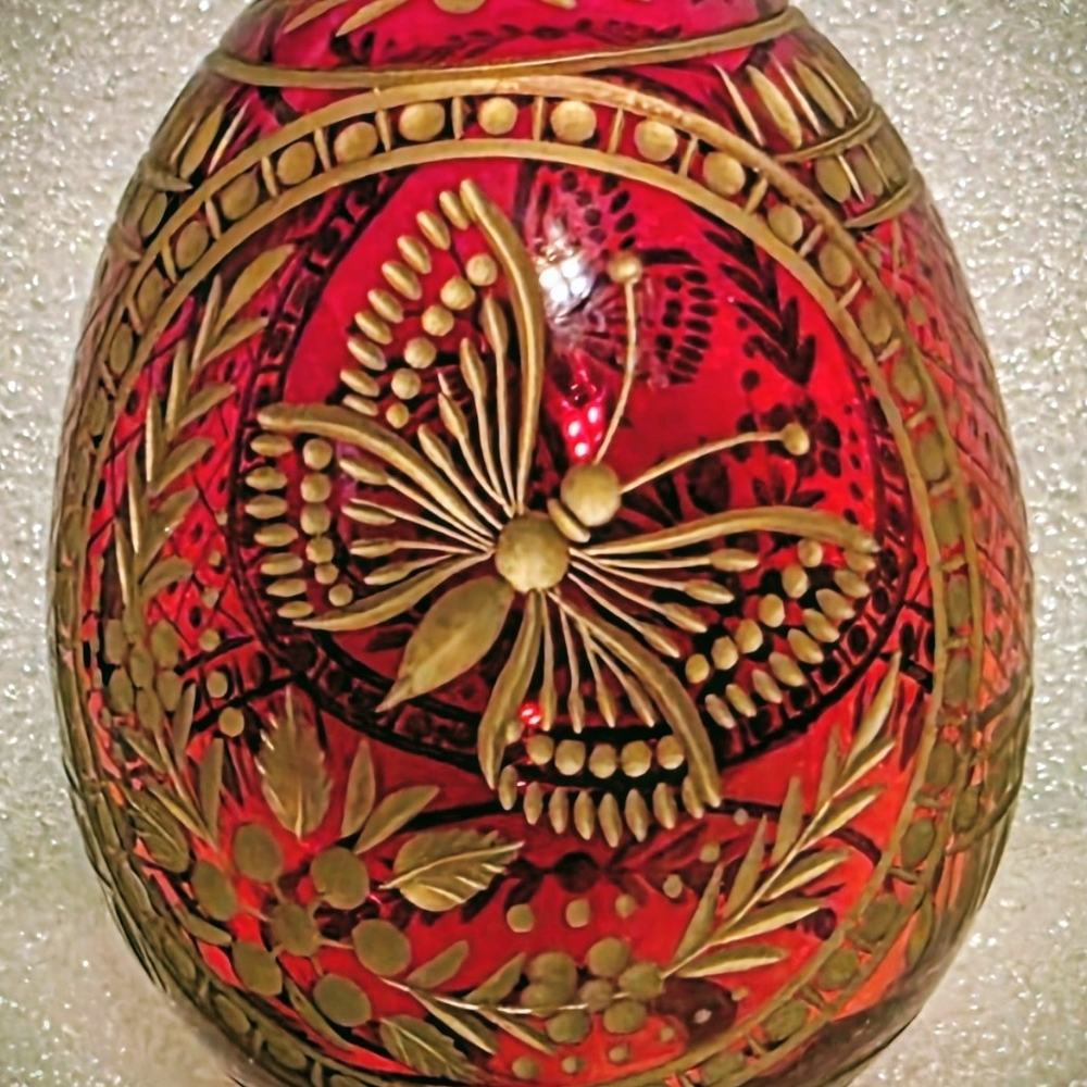 Russia St. Petersburg Red and Gold Butterfly Egg